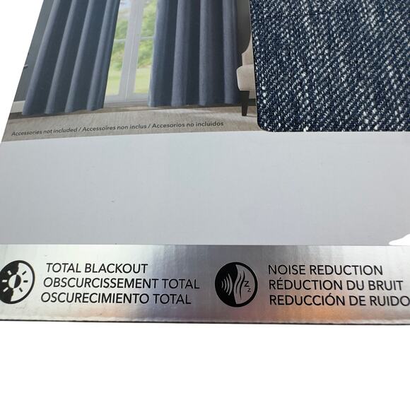 SunSmart Total Blackout Lined Panel Pair with Grommets Indigo Color 2 Panels - Picture 3 of 11